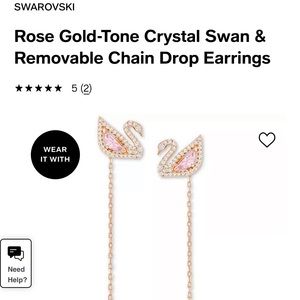 Rose gold swan earring